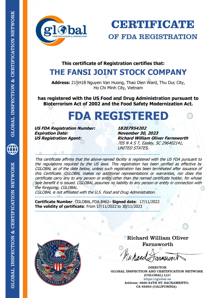 Chứng nhận FDA