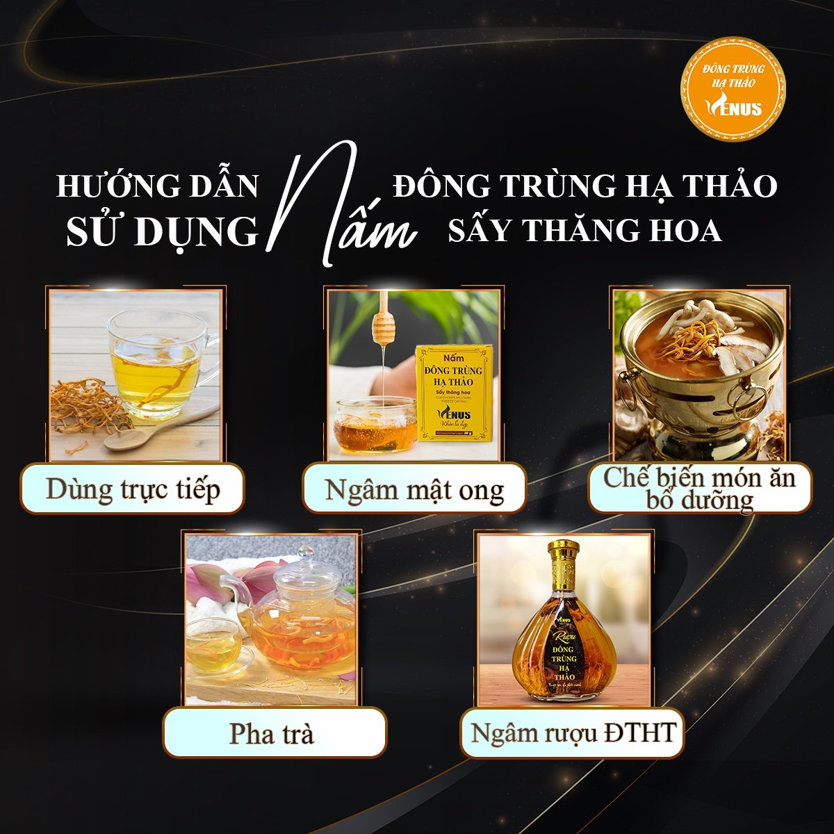 Nấm đông trùng hạ thảo Venus sấy thăng hoa 20g - Khỏe là đẹp, tăng đề kháng, hỗ trợ sức khỏe sinh lý cho cả nam và nữ, chống suy nhược ung-ha-thao-say-kho-thang-hoa-co-tac-dung-la-gi-venus-khoe-la-dep__25__d474538304744458bed1a5ccc55051f7